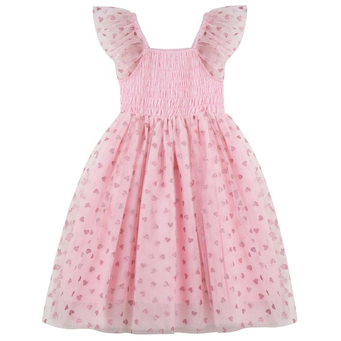 Designer Kidz Girls Dress From The Heart Tulle Dress - Pink