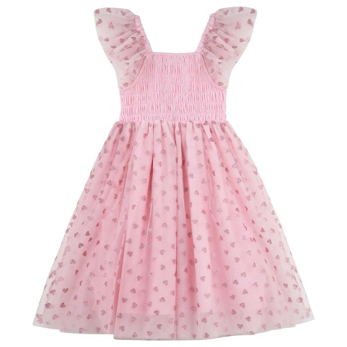 Designer Kidz Girls Dress From The Heart Tulle Dress - Pink