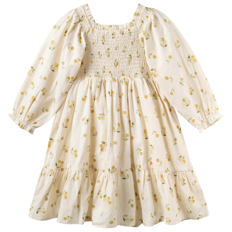 Designer Kidz Girls Dress Golden Cherry Tiered Dress