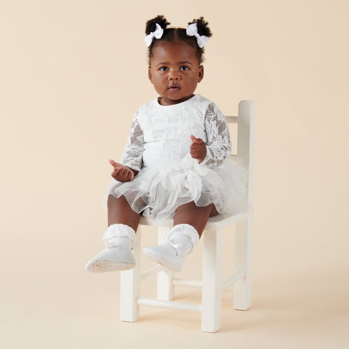 designer infant dresses Lace Shop Our Ready Made Baby Girl Dress Collection For 1-5 Years Featuring our stunning Penelope embroidered netting lace with a beautiful floral pattern Baby Girl Dresses & Gowns