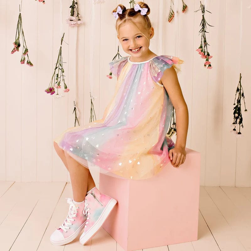 Designer Kidz Girls Dress Rainbow Sparkle Twirl Dress