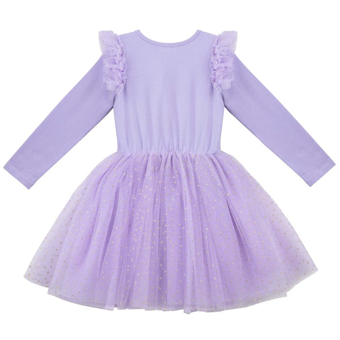 Designer Kidz Girls Dress Unicorn Sequin L/S Tutu Dress - Lavender