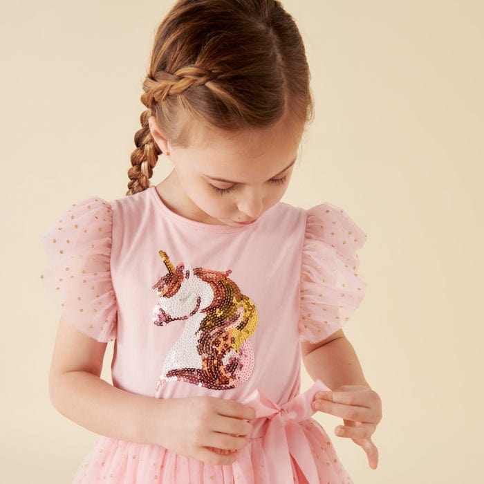 Designer Kidz Girls Dress Unicorn Sequin S/S Tutu Dress