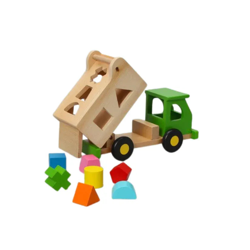 Discoveroo Sort N Tip Garbage Truck toy with colorful bins and moving parts, designed for kids to learn sorting and recycling skills.