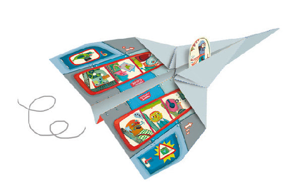 Colorful origami paper planes toy by Djeco featuring folded paper designs for creative play and origami fun.
