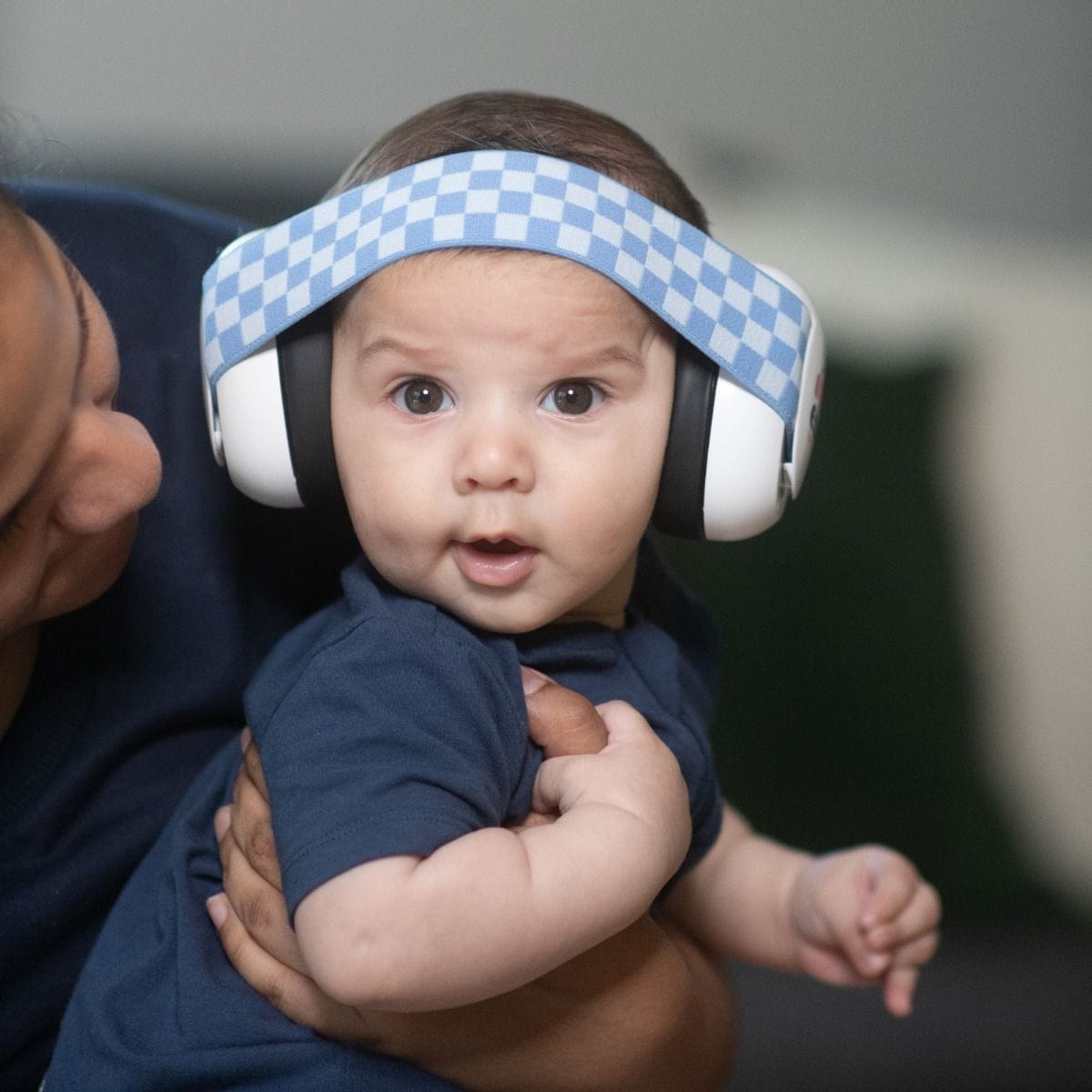EMS For Kids Baby Accessory Baby Earmuffs - Black/Blue Checkered