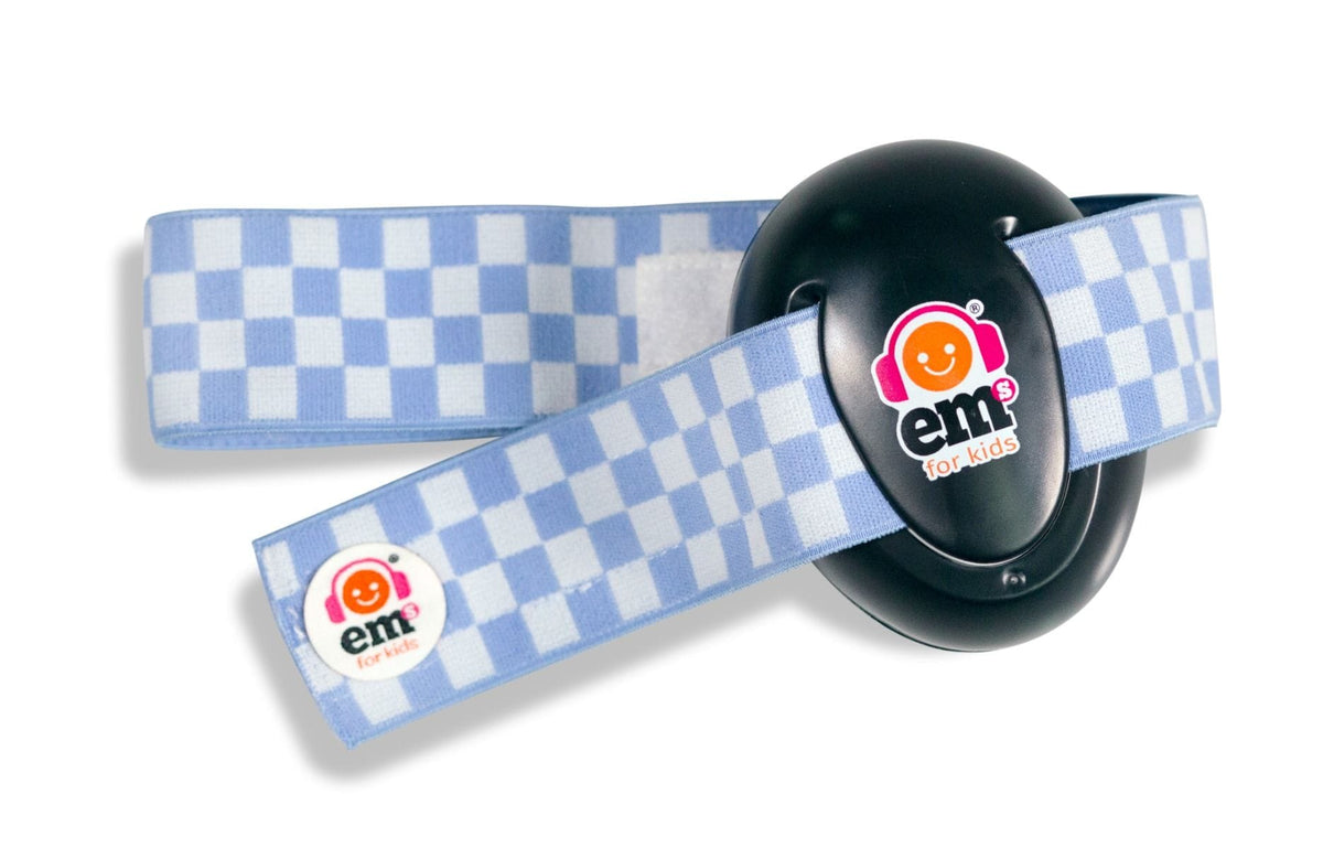 EMS For Kids Baby Accessory Baby Earmuffs - Black/Blue Checkered