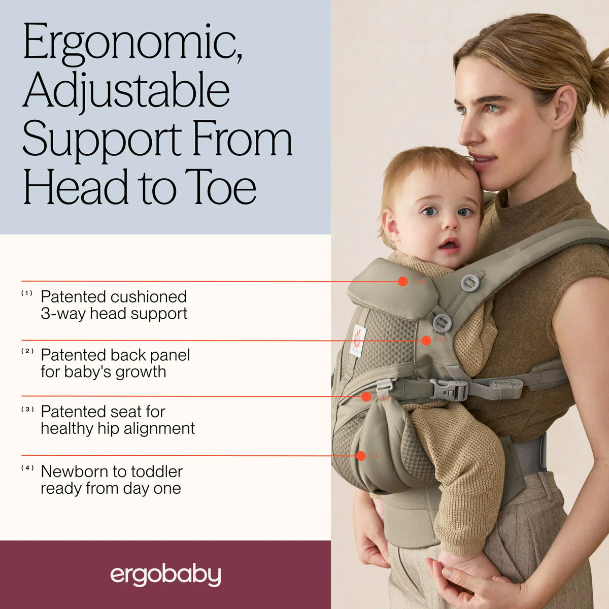 Ergobaby Omni Classic Mesh baby carrier in breathable mesh fabric, designed for comfortable babywearing.