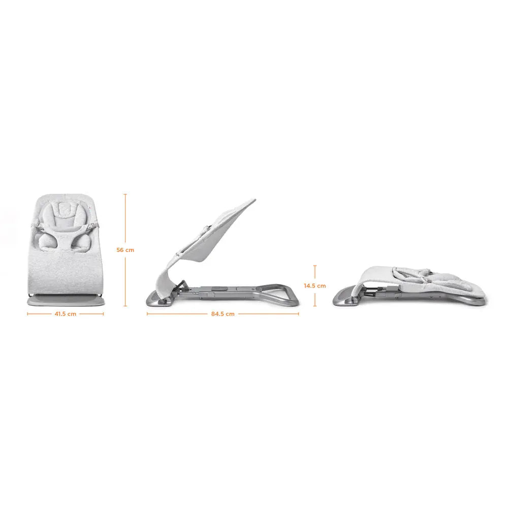 Ergobaby Evolve 3-in-1 mesh nursery bouncer in gray with padded seating and adjustable features for baby comfort.