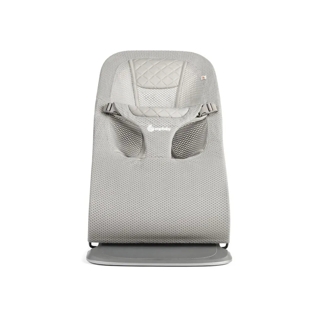 Ergobaby Evolve 3-in-1 Mesh Bouncer in gray with a soft cushioned seat, designed for nursery furniture and baby comfort.