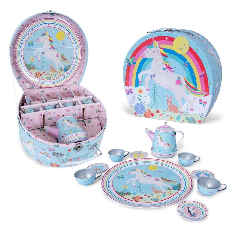 Floss & Rock Toys Rainbow Fairy 11 Piece Musical Tin Tea Party Set