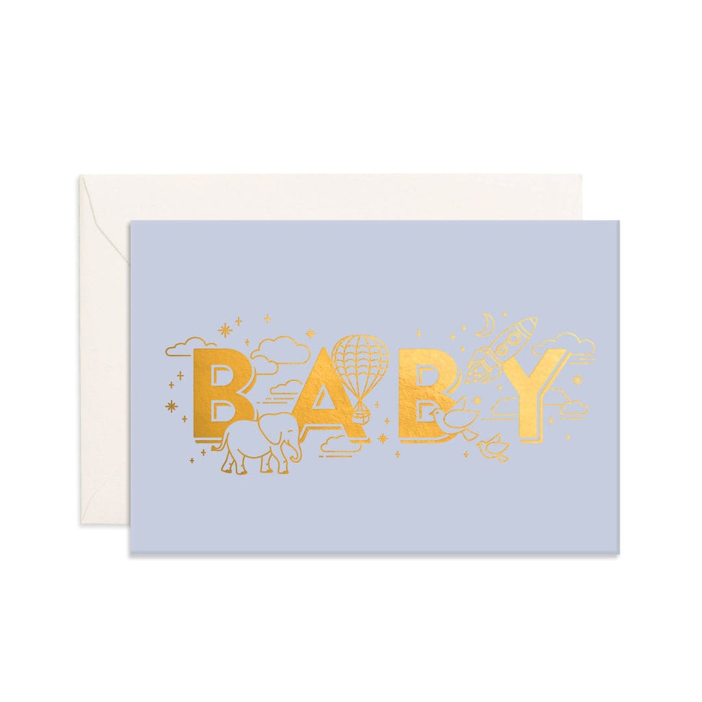 Fox & Fallow Childrens Gifts Baby Universe Duck Egg Blue Mini Greeting Card
