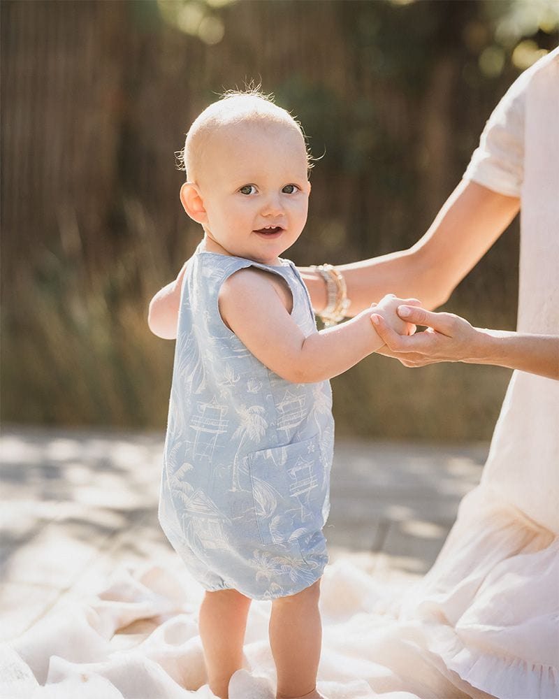 Fox & Finch Boys All In Ones Surfs Up Linework Romper