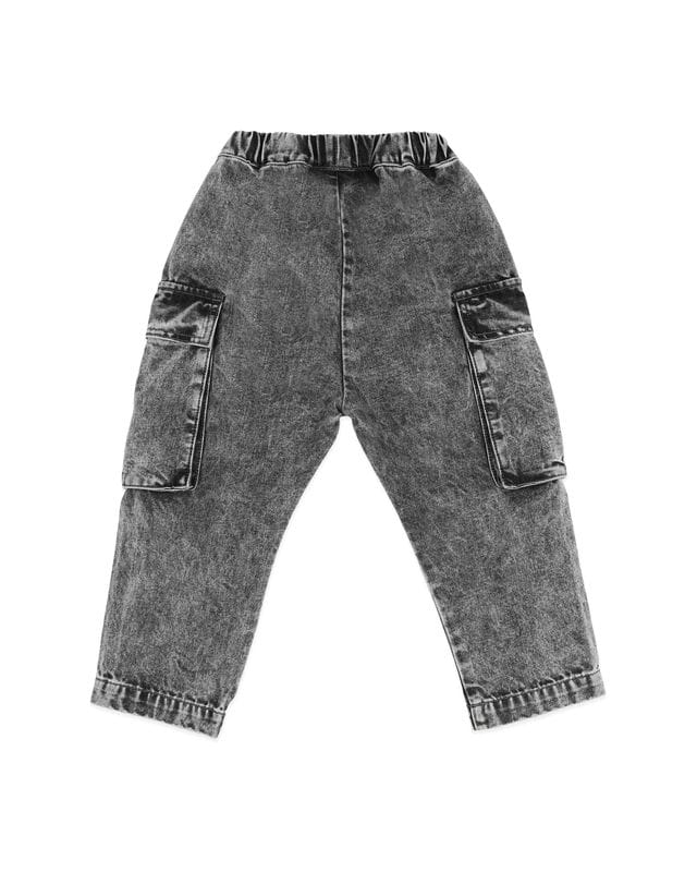 Fox & Finch Boys Pants Washed Black Pull On Cargo Jeans