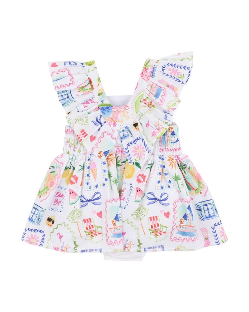Fox & Finch Girls All In One 0-3M Summer Vacay Dress