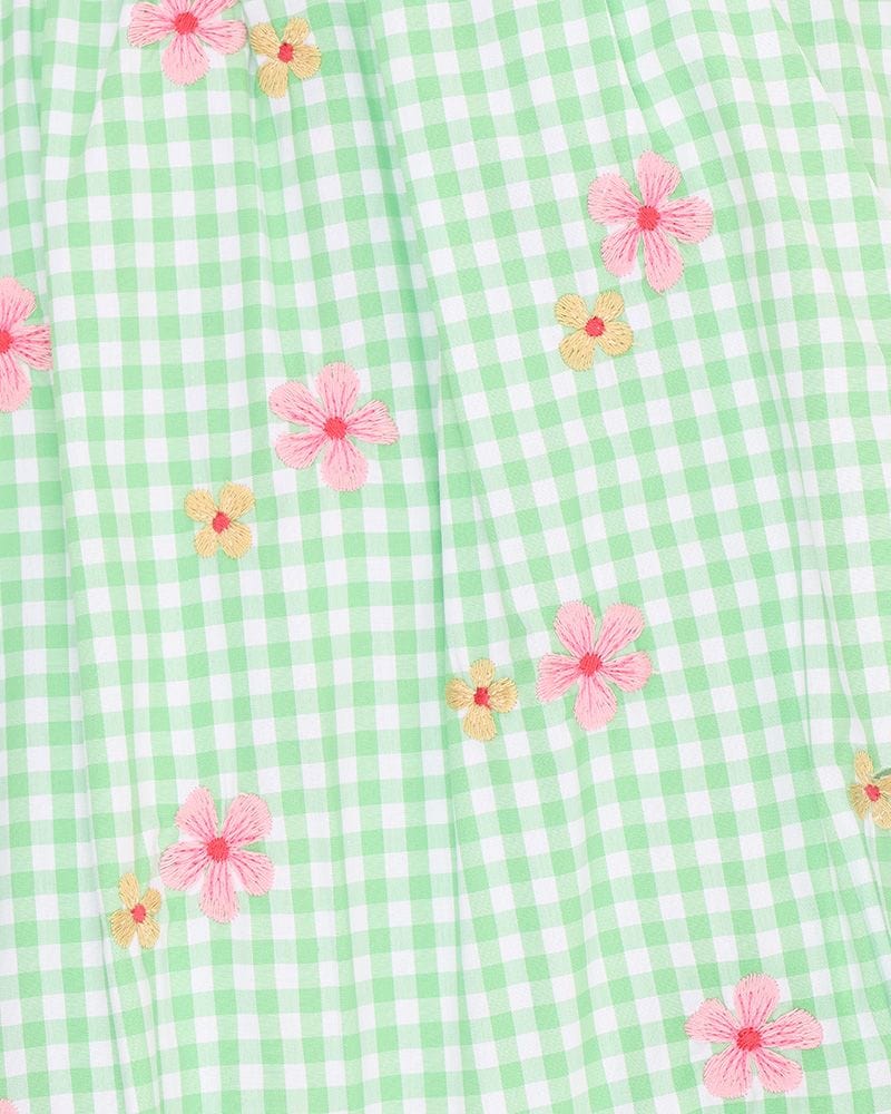 Fox & Finch Girls All In One Grow Wild Embroidered Check Romper