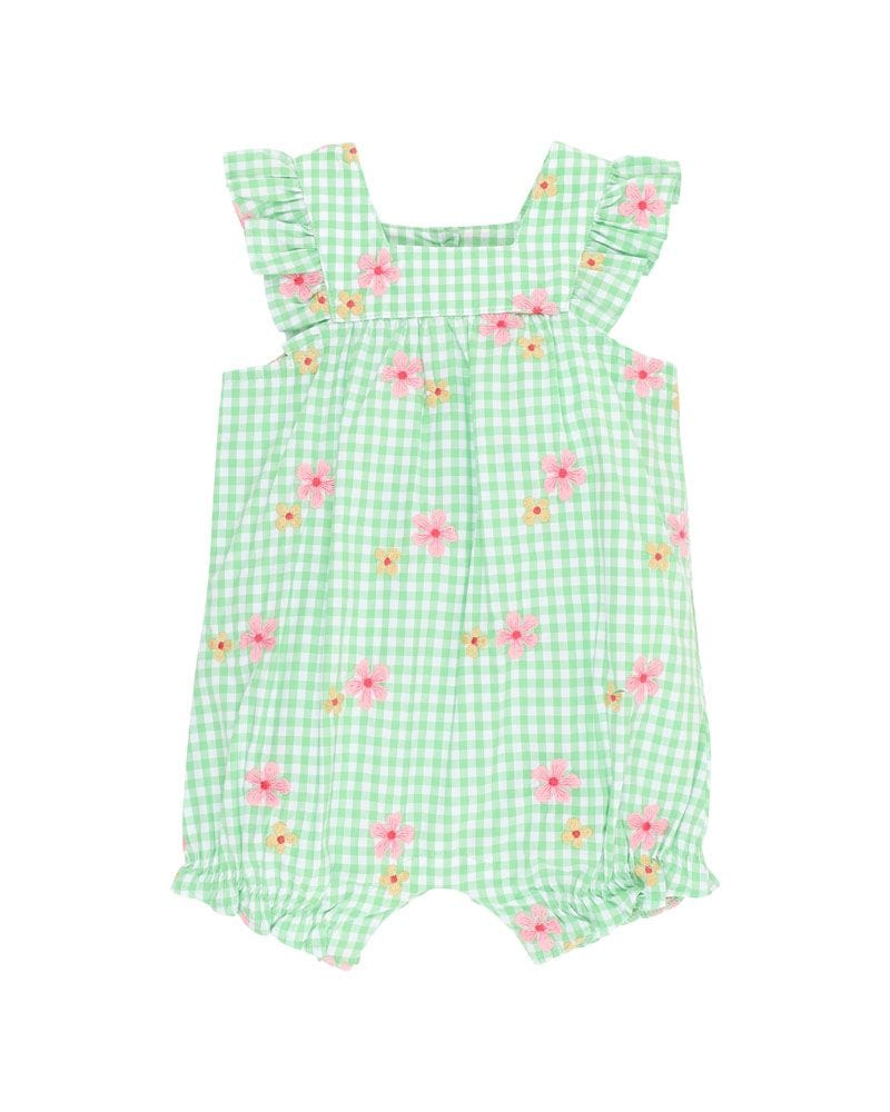 Fox & Finch Girls All In One Grow Wild Embroidered Check Romper