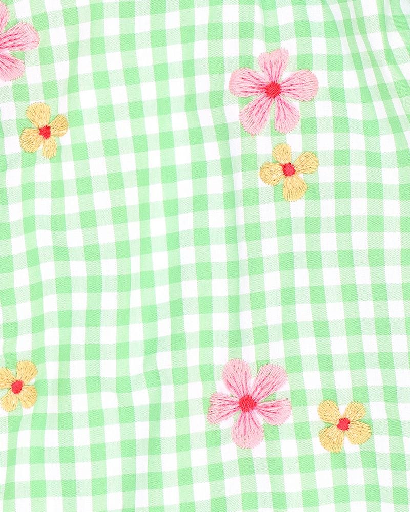 Fox & Finch Girls Dress Grow Wild Embroidered Check Dress