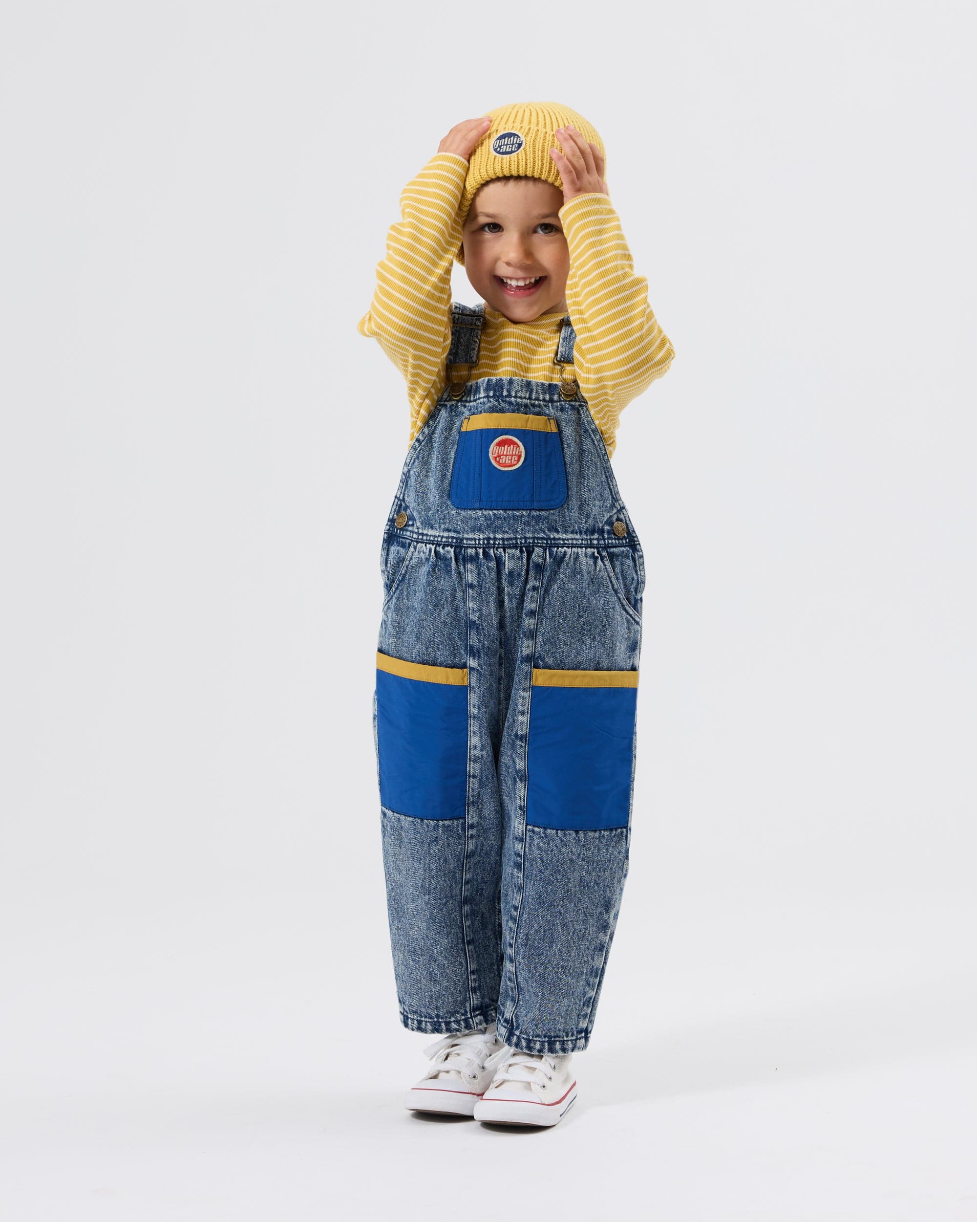 Goldie + Ace Boys All In Ones Austin Colour Block Vintage Denim Overalls