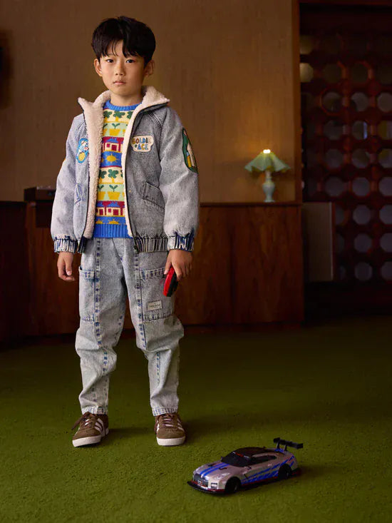 Goldie + Ace Boys Jacket Ari Denim Sherpa Jacket