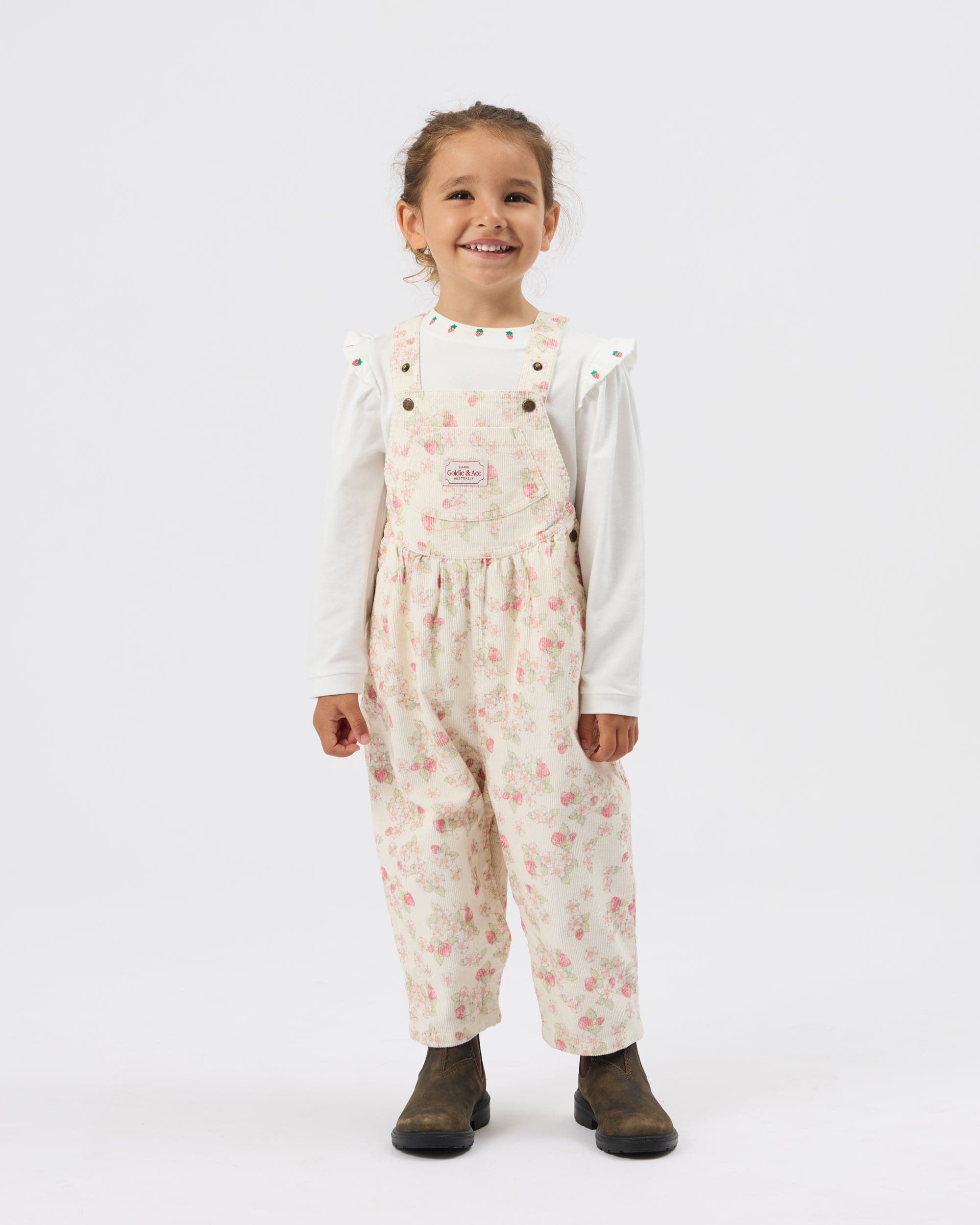 Goldie + Ace Girls All In One 3-6M Strawberry Fields Goldie Vintage Overalls