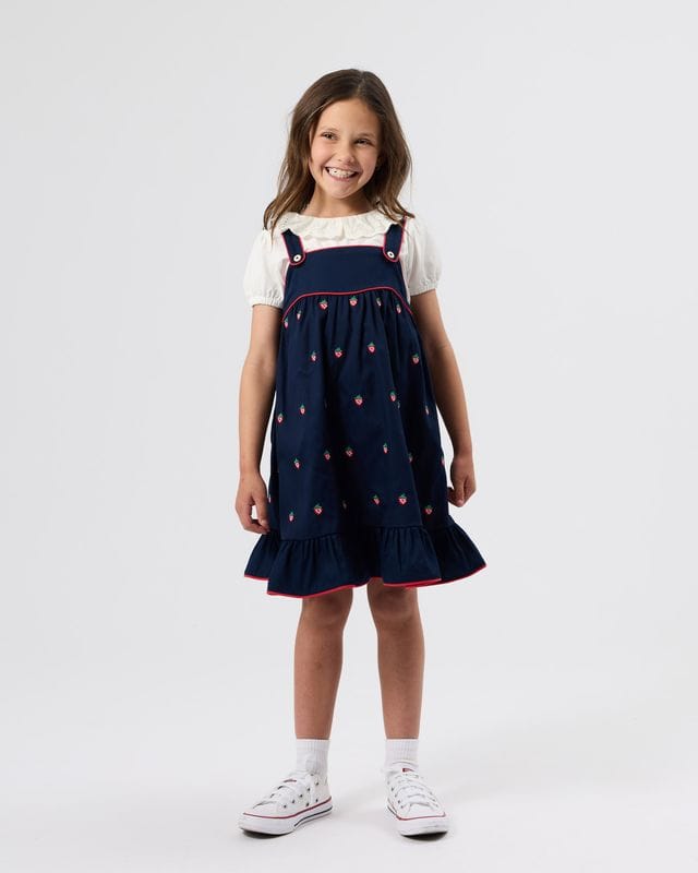 Goldie + Ace Girls Dress 3Y Mini Strawberry Embroidered Dress