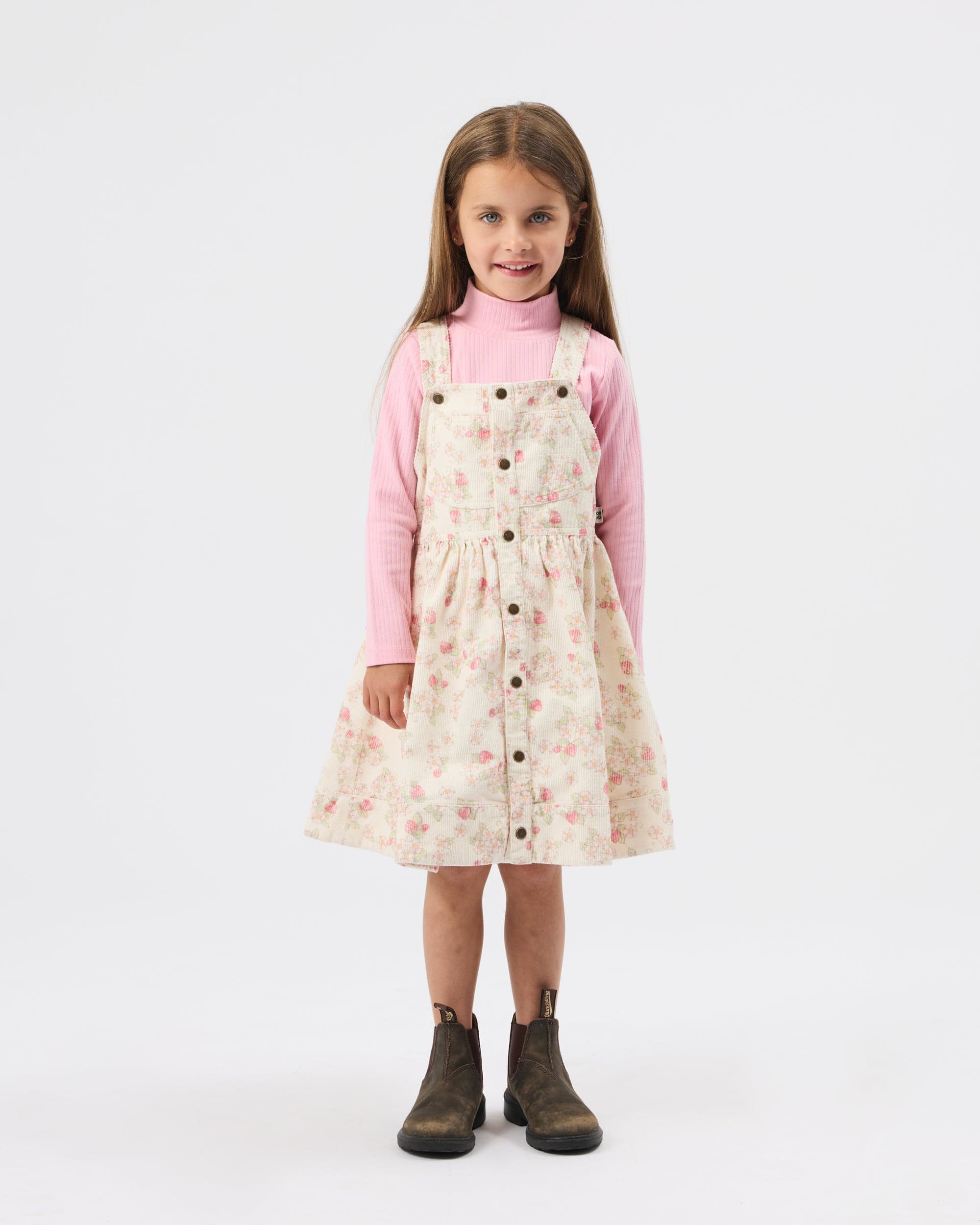 Goldie + Ace Girls Dress 3Y Strawberry Fields Pinafore Dress