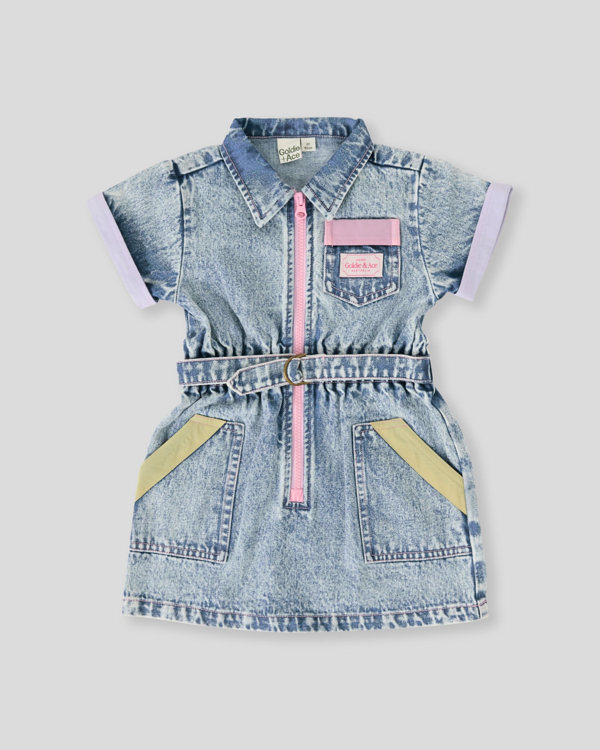 Goldie + Ace Girls Dress 4Y Pastel Pop Piper Denim Belted Dress