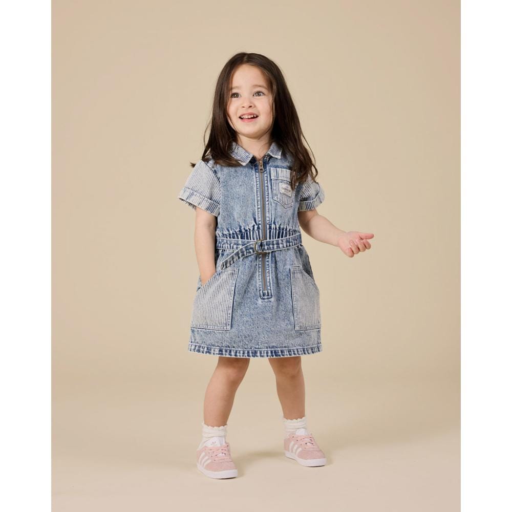 Goldie + Ace Girls Dress 4Y Piper Pinstripe Denim Belted Dress
