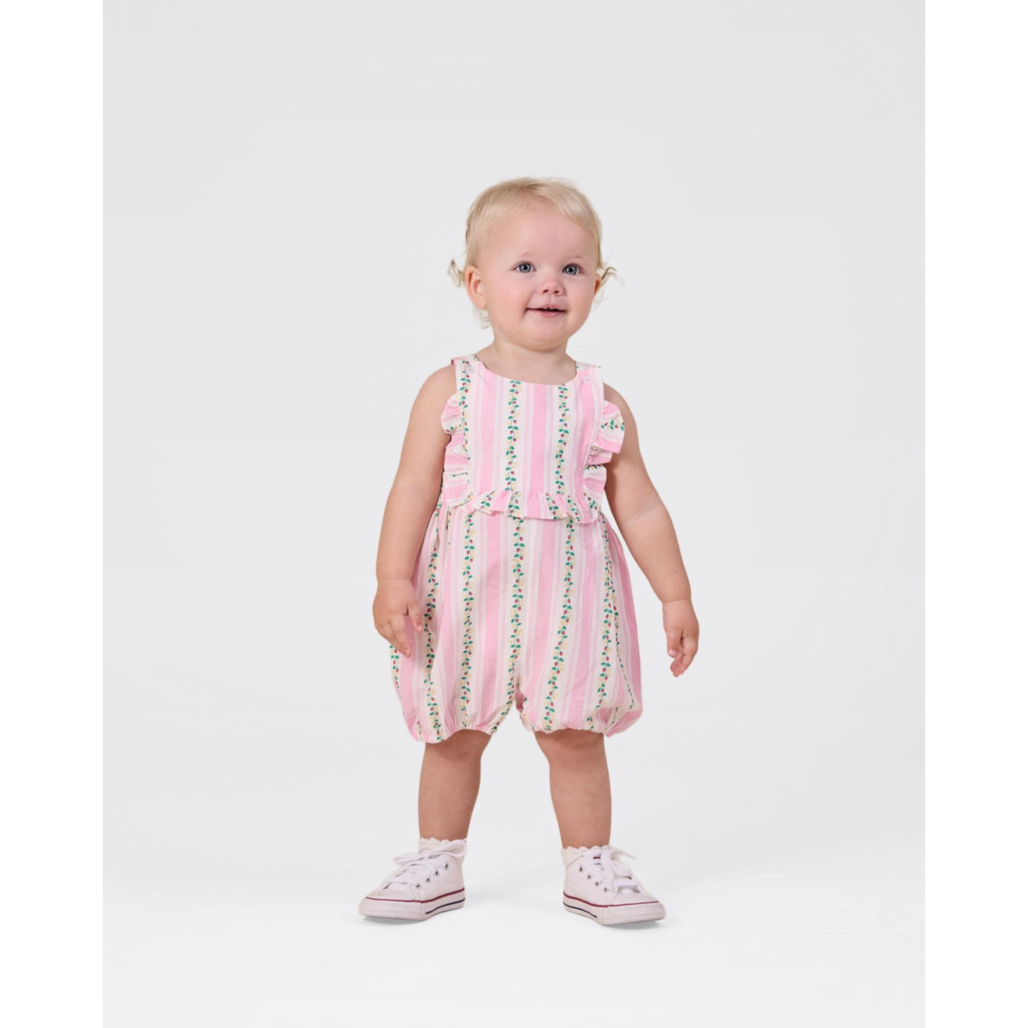 Goldie + Ace Girls Onesie 0-3M Antique Stripe Strawberry Bubble Romper