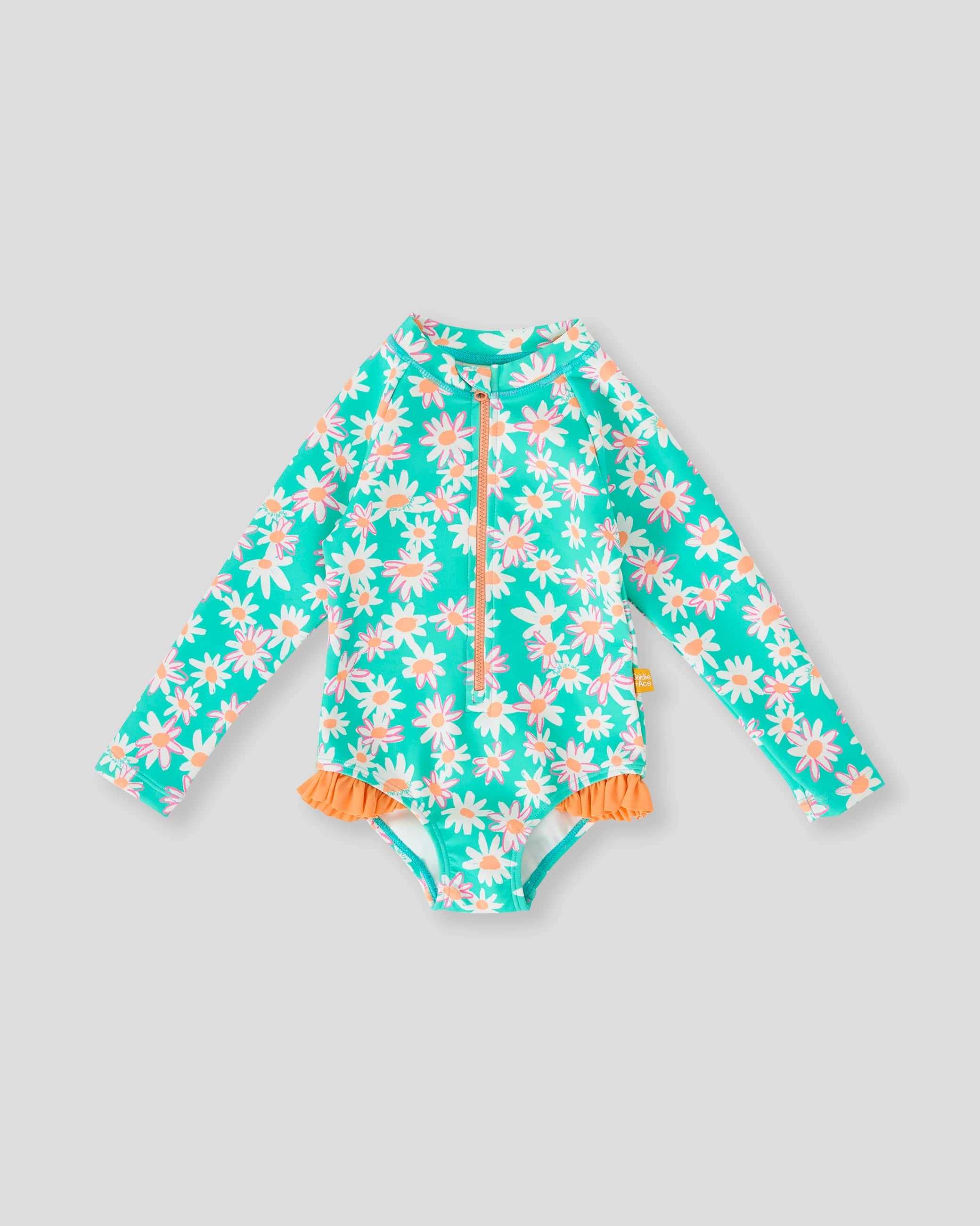 Goldie + Ace Girls Swimwear Daisy Patch Long Sleeve Frill Swimsuit