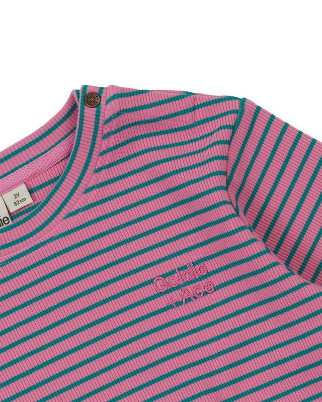 Goldie + Ace Girls Top Essential Stripe Rib Top Pink