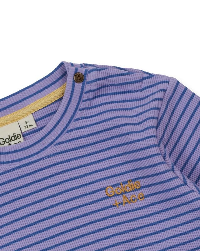 Goldie + Ace Girls Top Essential Stripe Rib Top Purple