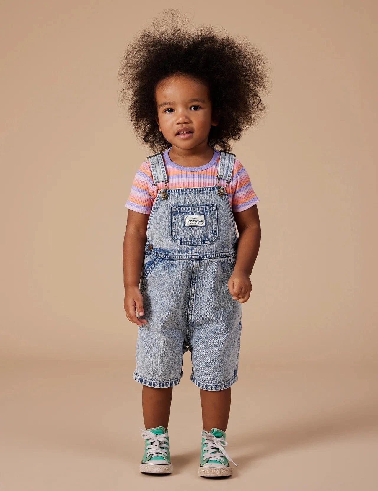 Goldie + Ace Unisex Onesie 3-6M Burton Vintage Washed Denim Overalls