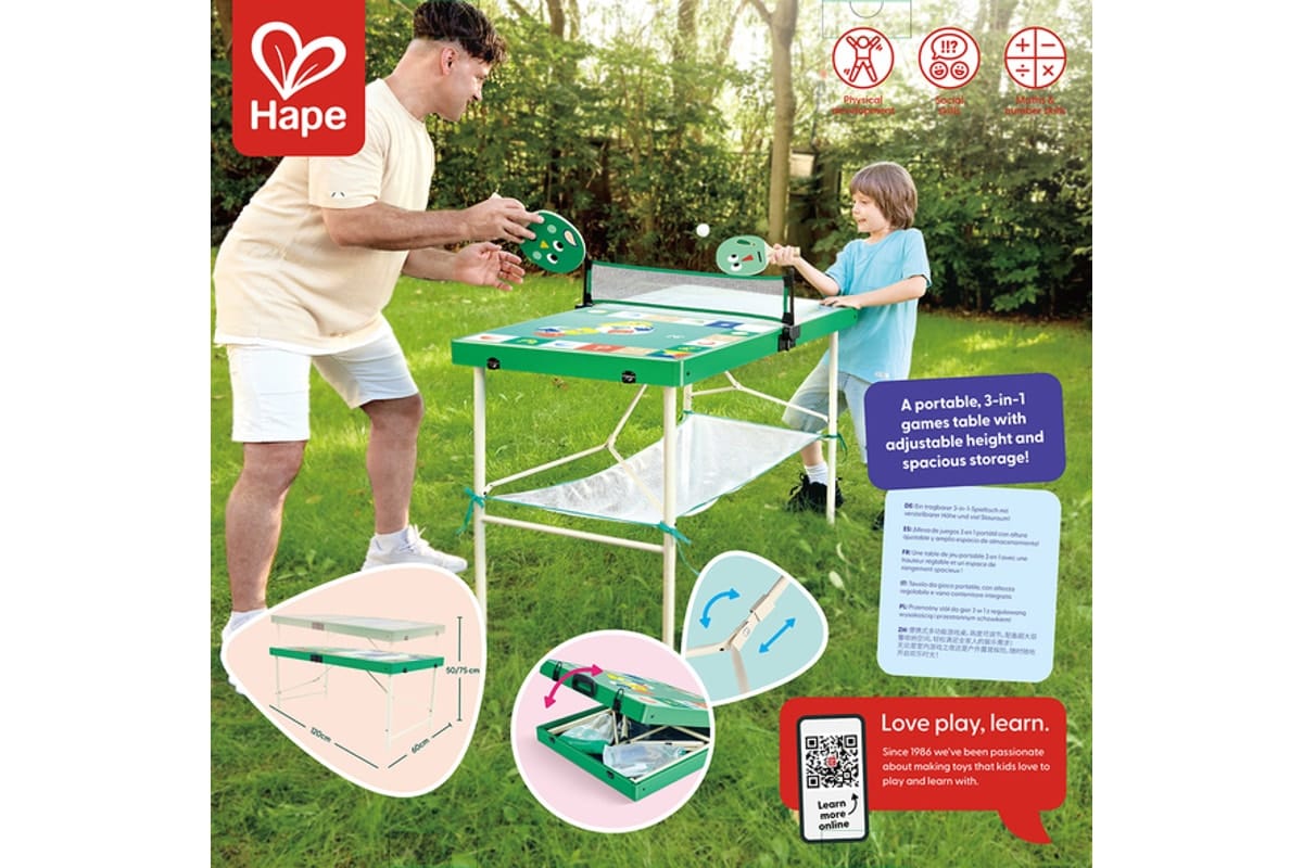 Hape Toys Hape 3 IN 1 Portable Games Table