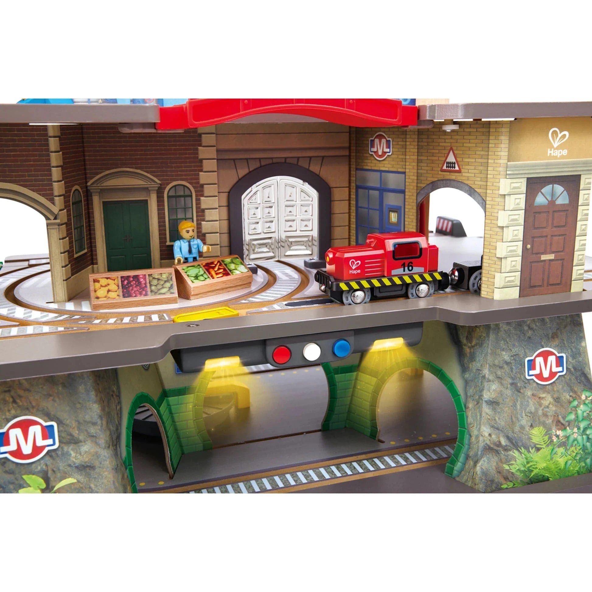 Hape Toys Multi-Level Railway City Set