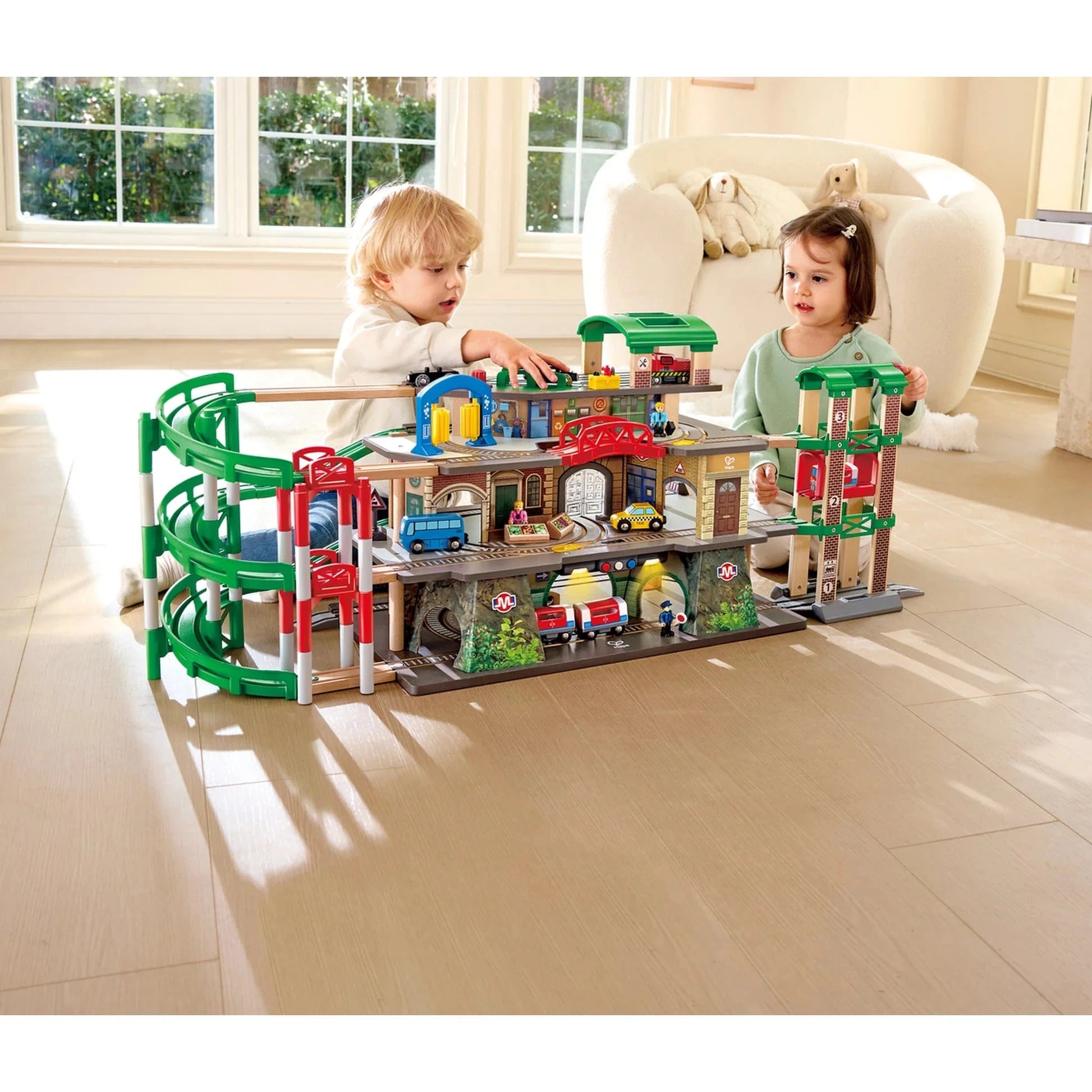Hape Toys Multi-Level Railway City Set
