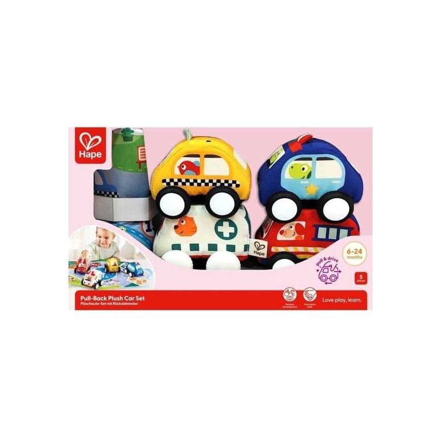 Hape Toys Pull-Back Plush Car Set