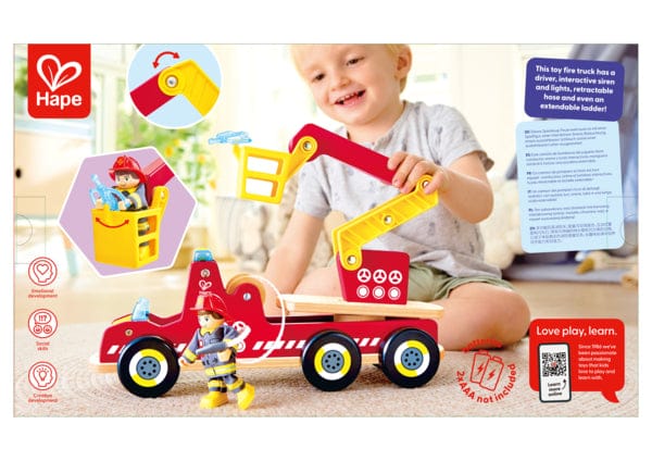 Hape Toys Siren & Lights Toy Fire Truck