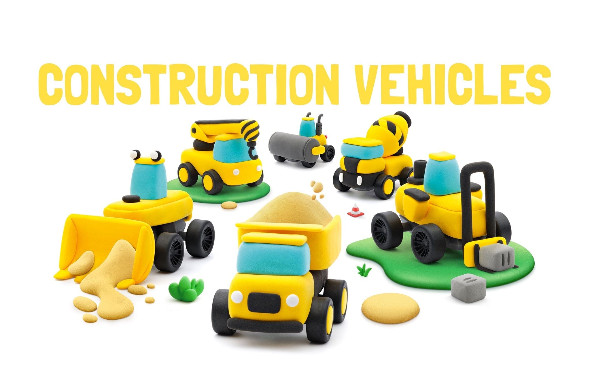 Hey Clay Toys Hey Clay - Construction Vehicles 12 Cans