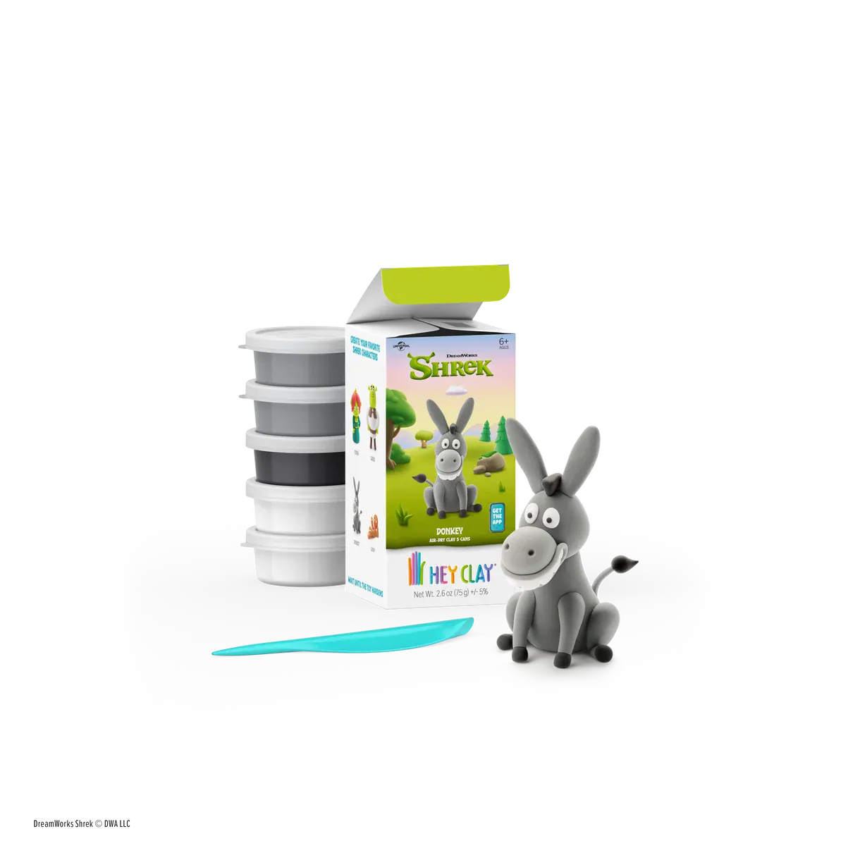 Hey Clay Toys Shrek, Donkey, 5 Cans