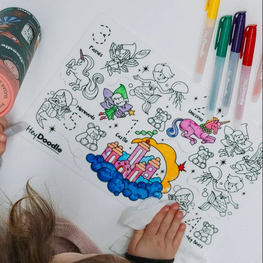 HeyDoodle Sugar & Spice Mini Playmat for toys, featuring colorful patterns and soft fabric for young children to play on.