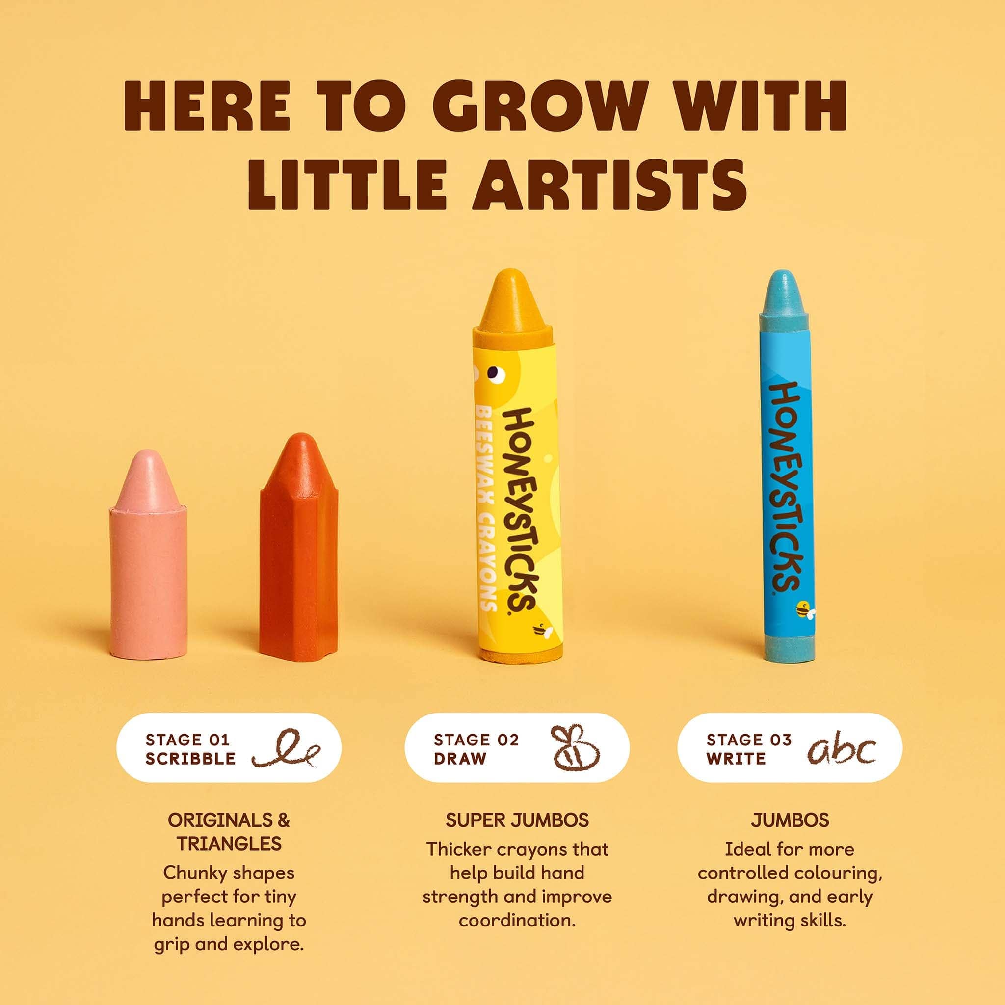 Honeysticks - NZ Toys Honeysticks Beeswax Crayons Super Jumbos 7pk