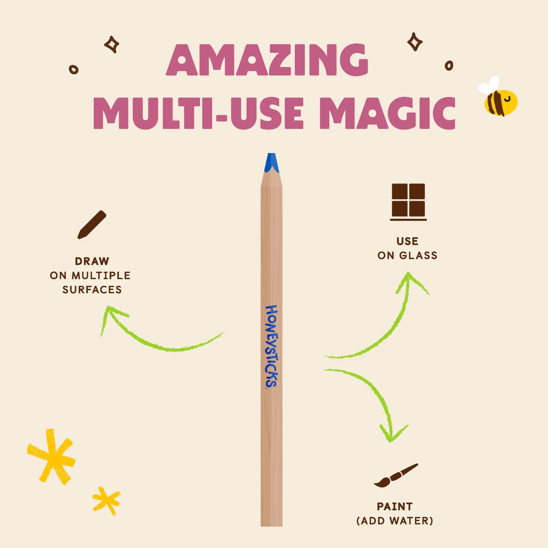 Honeysticks Toys Magic 3-in-1 Beeswax Pencils Jumbo Triangles 10pk