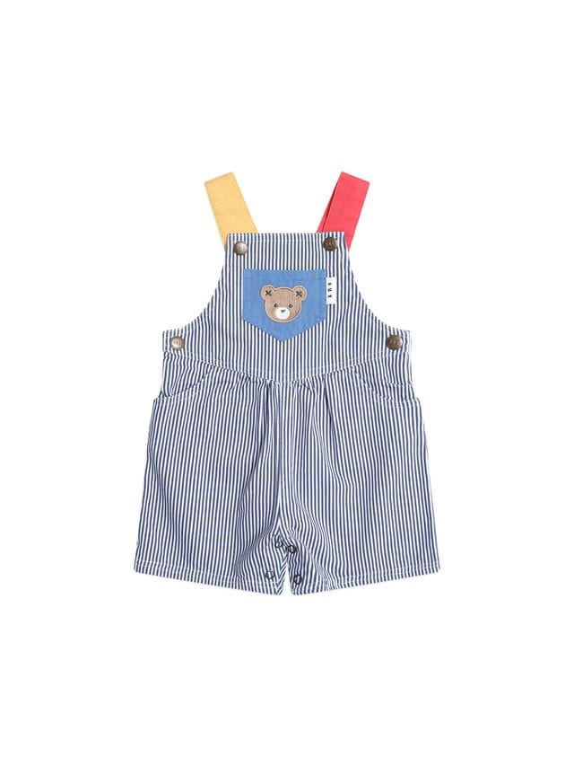 Huxbaby Boys All In Ones 3-6M Classic Stripe Short Overalls