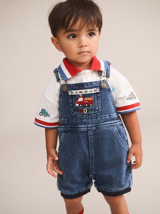 Huxbaby Boys All In Ones 3-6M Construction 2PC Set