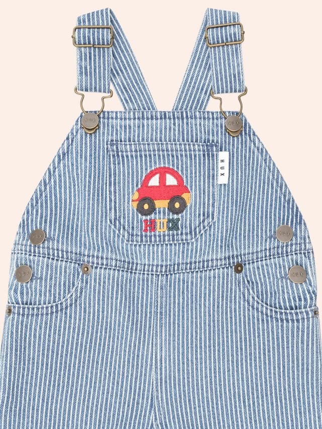 Huxbaby Boys All In Ones Car Denim Stripe Overalls