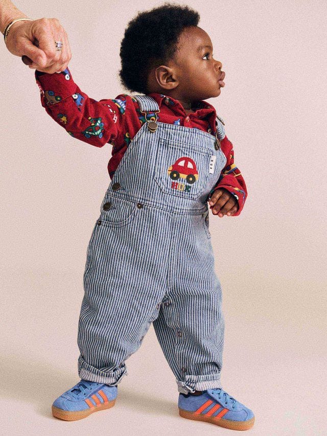Huxbaby Boys All In Ones Car Denim Stripe Overalls