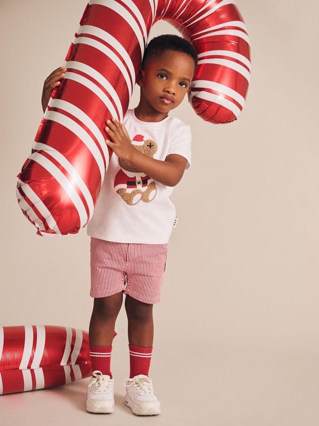 Huxbaby Boys All In Ones Chill Red Stripe Chino Shorts