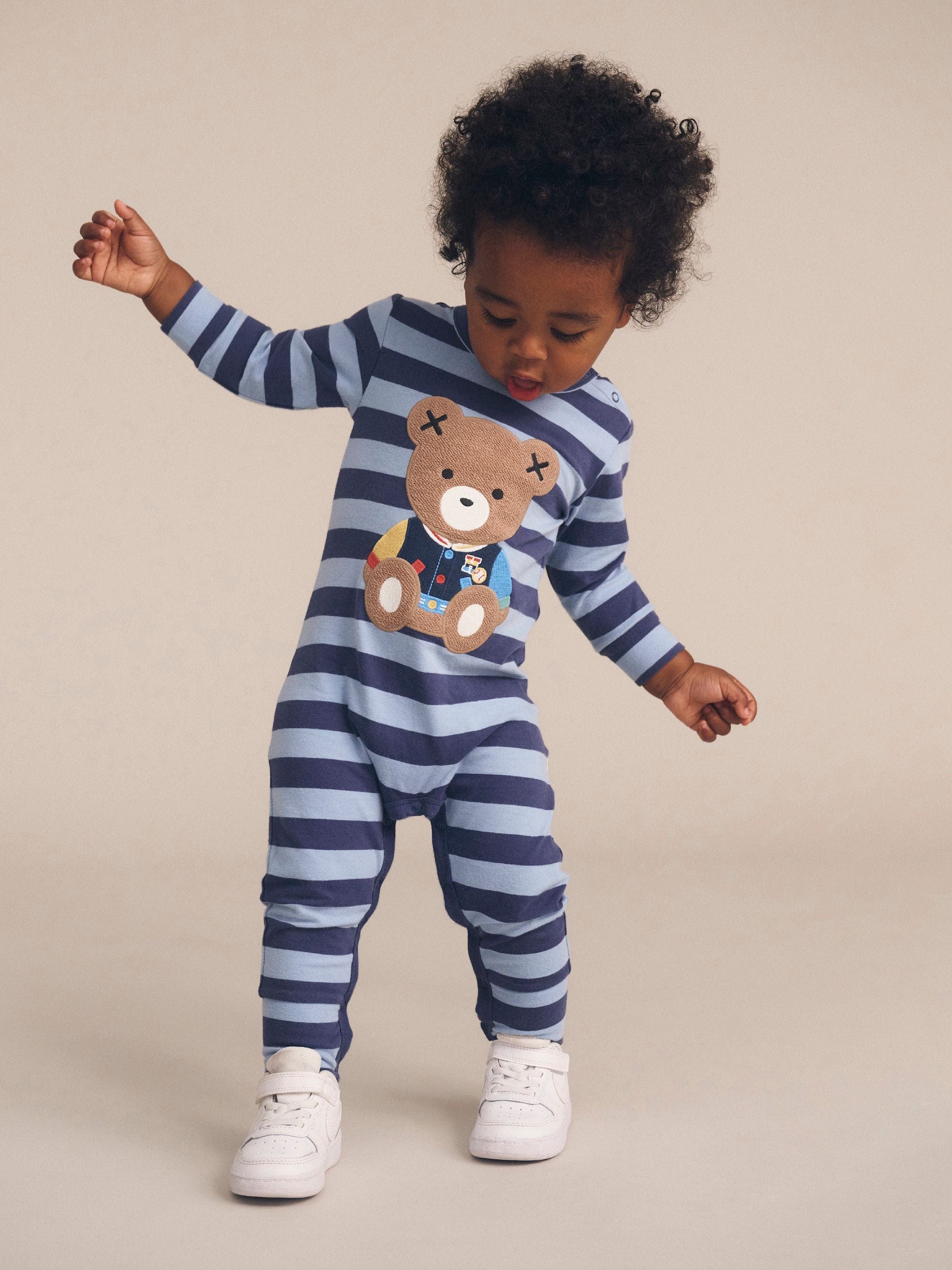 Huxbaby Boys All In Ones College Hux Blue Stripe Romper